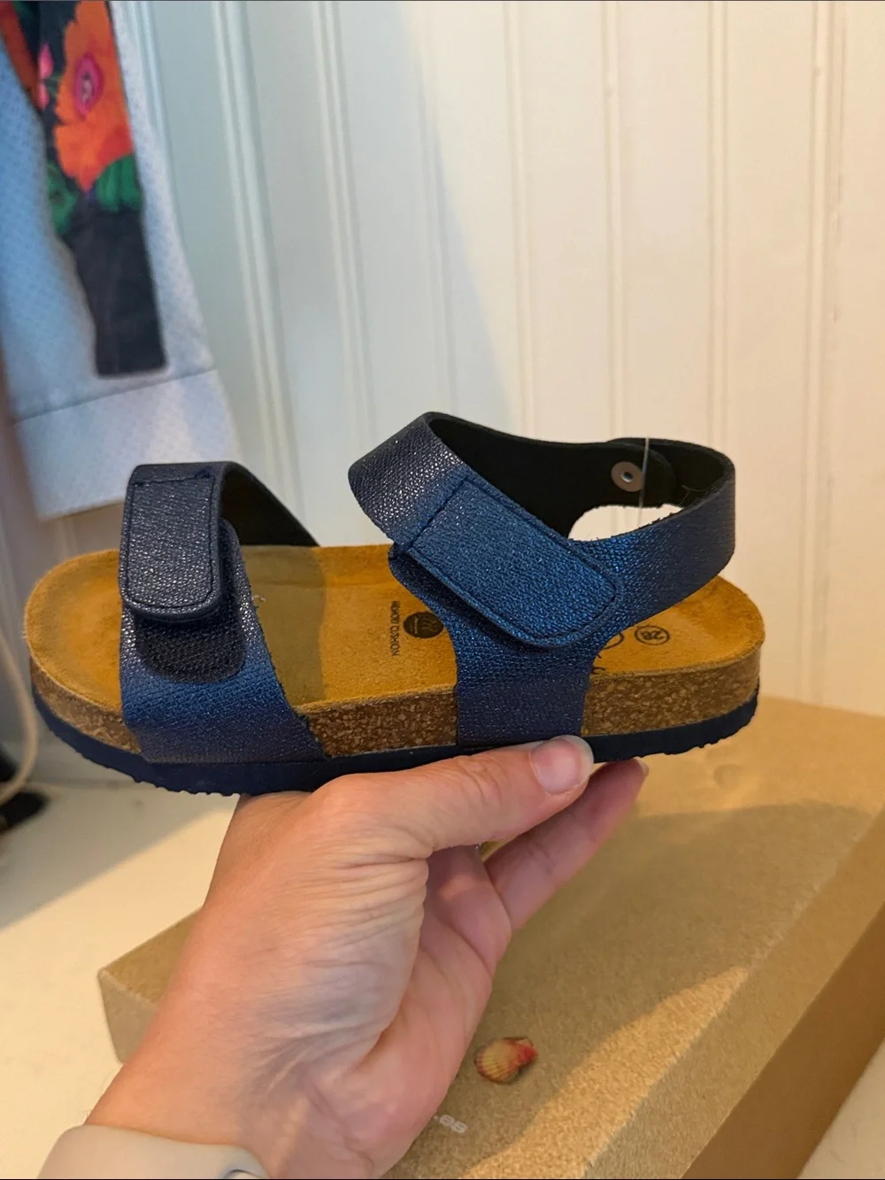 Kids Navy Cork Footbed Sandals